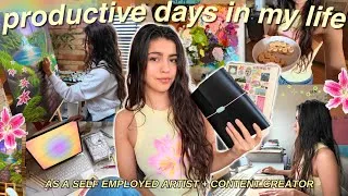 Thumbnail: realistic work days in my life ✧ 💻🎨🌟 self-employed artist + content creator | PRODUCTIVE VLOG! 🌱꩜ 