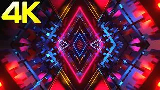 Thumbnail: 4k Neon Diamond Tunnel Futuristic Abstract Geometric Visualizer | Electric Blue & Pink Visuals Loop