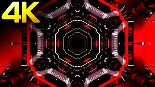 Thumbnail: 4k Trippy Hexagon Cyberpunk Neon Tunnel  Abstract Metallic Red Color Relax Background Video