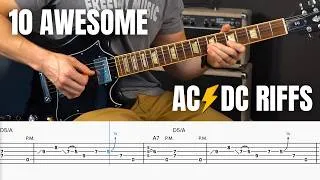 Thumbnail: 10 Absolutely Awesome AC⚡️DC Riffs with Tabs