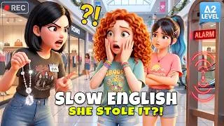 Thumbnail: Who Put the Necklace in Her Bag? | Slow English Story (A2)