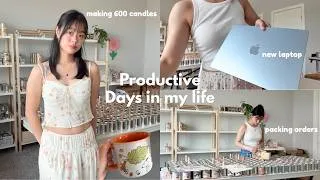 Thumbnail: cozy productive week in my life 🕯️ making 600 candles, prepping for 3 conventions & fall decor haul