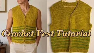 Thumbnail: How to Crochet a Vest | Button Down Vest | Beginner Friendly 