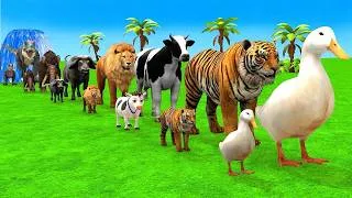 Thumbnail: Long Slide Game With Cow Elephant Gorilla Hippopotamus Tiger 3d Animal Game Funny 3d Animals