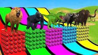 Thumbnail: Long Slide Game With Elephant Gorilla Buffalo Hippopotamus Tiger 3d Animal Game Funny 3d Animals