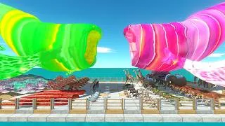 Thumbnail: Green Bloop vs Pink Bloop | Giant Sea Monsters Battle - Animal Revolt Battle Simulator