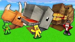 Thumbnail: JJ vs Mikey: UNDERGROUND DINOSAUR BASE BATTLE in Minecraft!
