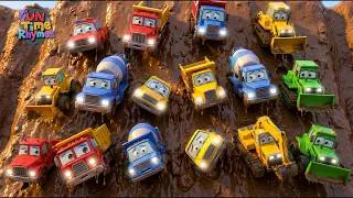 Thumbnail: Construction Vehicles Rescue & Car Wash Song  Truck Team in the Mud