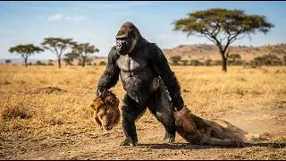 Thumbnail: UNBELIEVABLE BATTLE: Giant Gorilla Vs King Lion || Who Is The Real King? Gorilla&Lion|Animal fight