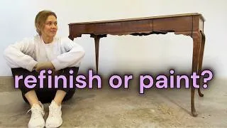 Thumbnail: I picked up this vintage desk from an Auction House for FREE...should I paint or refinish it?