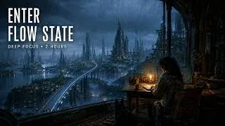 Thumbnail: Futuristic Ambient Music for Deep Focus | Enter Flow State in a Rainy Future City (2 Hours)