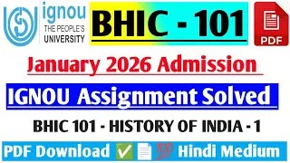 Thumbnail: IGNOU BHIC 101 History OF India -1 Assignment Solved January 2026 / IGNOU BHIC 101 Assignment Solved