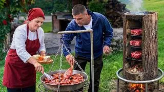 Thumbnail: Cooking Tender Lamb Ribs and Homemade Cheese in the Mountains