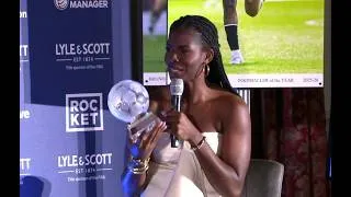 Thumbnail: Khadija 'Bunny' Shaw is presented with her Footballer of the Year award