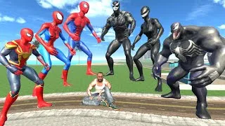 Thumbnail: Venom Family vs Spider-Man Family & Franklin In Indian Bike Driving 3d