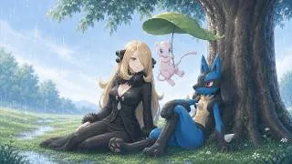 Thumbnail: Most Calming Pokemon Music Mix with Rain Sounds | Relax with Cynthia and Lucario