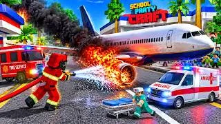 Thumbnail: SCHOOL PARTY CRAFT — PLANE CATCHES FIRE! EMERGENCY LANDING & MASSIVE RESCUE!
