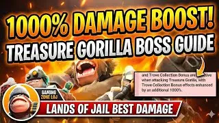 Thumbnail: 1000% DAMAGE BOOST! Treasure Gorilla Boss Guide - Lands of Jail Best Strategy 🦍🔥