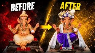 Thumbnail: Ganpati Bappa Dhoti Feta Work 2026 | Before vs After Transformation | Ganesh Idol Decoration ✨
