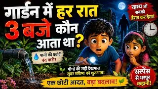Thumbnail: गार्डन में हर रात 3 बजे कौन आता था? 🌱 | Hindi Garden Mystery Story | Water Saving