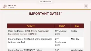 Thumbnail: GATE 2027 Calender out ! IIT Madras - GATE 2027 I Important dates which you should not miss 