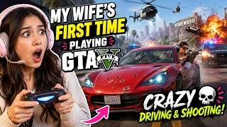 Thumbnail: My Wife’s First Time Playing GTA V: Crazy Driving & Shooting! ☠️