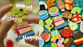 Thumbnail: making cute clay magnets using air dry clay🍀🍅 no bake