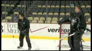 Thumbnail: NHL Puckhandling with Goalie Brent Johnson & Coach Gilles Meloche