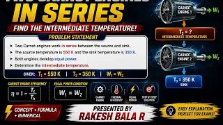 Thumbnail: Two Carnot Engines in Series | Find Intermediate Temperature Equal Power RAKESH BALA R
