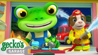 Thumbnail: Dandy the Firefighter Puppy to the Rescue! 🚒| Gecko's Garage | Learning Videos for Kids 🛻🐸🛠️