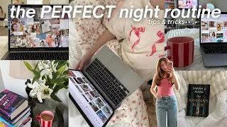 Thumbnail: the PERFECT spring night routine | tips & tricks for healthy habits and relaxation °❀⋆.ೃ࿔*:･