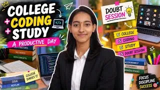 Thumbnail: College + Coding + Study 📚💻 | Doubt Session + Productive Day in My Life ✨ | College Vlog