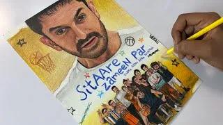 Thumbnail: Sitaare Zameen Par Drawing 🔥 | Realistic Aamir Khan Color Pencil Portrait