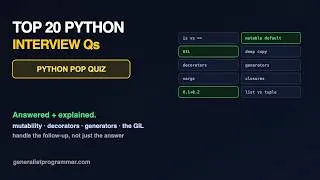 Thumbnail: Top 20 Python Interview Questions (Answered + Explained)