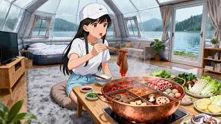 Thumbnail: 🌧️🍲 Rainy Solo Camping ASMR: Hot Pot, Lying Flat & Rain Sounds – Ultimate Cozy Stress Relief 🏕️😴