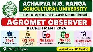Thumbnail: Agromet Observer Recruitment 2026 🌾 | 10+2 Science | ₹21,700 Salary | No Exam | No Fee
