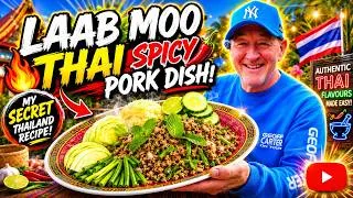 Thumbnail: "Authentic Spicy Thai Larb Moo (Laab Moo) - Firey Isaan Pork Salad Recipe."