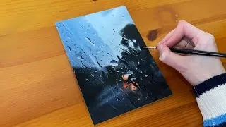 Thumbnail: Oil Painting Time lapse | Rain Drops With Orange Bokeh
