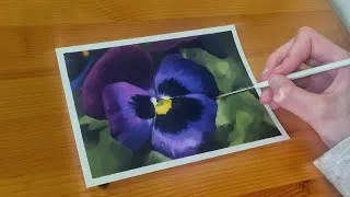 Thumbnail: Oil Painting Time Lapse | Purple Pansy Flower
