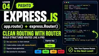 Thumbnail: Express.js Tutorial in Pashto #04 | app.route() & express.Router() | Clean & Modular Routing