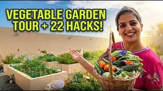 Thumbnail: June-July Vegetable Garden Tour + 22 Secret Hacks 🌿🧺