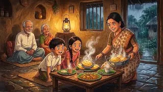 Thumbnail: Cozy Ghibli Raining Evening ASMR ⛈️ | Indian Village Cooking & Family Life