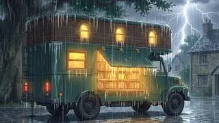 Thumbnail: A Double-Decker Bookshop Bus Home in Heavy Rain | Sage Tea & Cheese Potato Pie | Ghibli Style ASMR