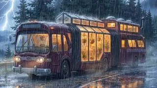 Thumbnail: An Expandable Greenhouse Bus Home in Heavy Rain | Apple Cinnamon Milk Tea & Creamy Chicken Stew |