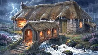 Thumbnail: A Safe Mountain Cabin in Heavy Rain │ Dundee Cake & Honey Milk Tea │ Cozy Ghibli Rain ASMR