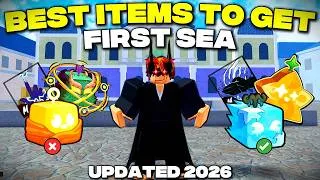 Thumbnail: Best Items to Get in First Sea! (Blox Fruits 2026 Progression Guide)🔥