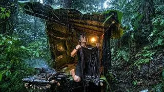 Thumbnail: Building an Emergency Banana Leaf Shelter in the Rain / Solo Survival