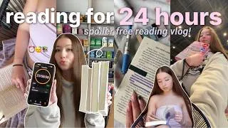 Thumbnail: 24 hour reading challenge ⏰☁️📚 getting through my physical tbr *spoiler free reading vlog*