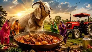 Thumbnail: 🐐 We Cooked a Giant Goat Bigger Than a Tractor! 😱 Giant Village Mutton Curry