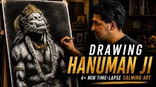 Thumbnail: Hanuman Ji Charcoal Drawing ✨ 4+ Min Satisfying Time-Lapse | Ram Naam Bhajle 🎶 #hanuman